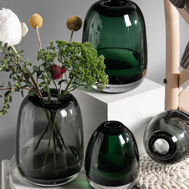 Round Ikebana Vase – Heavy Minimalist Glass Craftsmanship - Brooklyn Wax - Vase