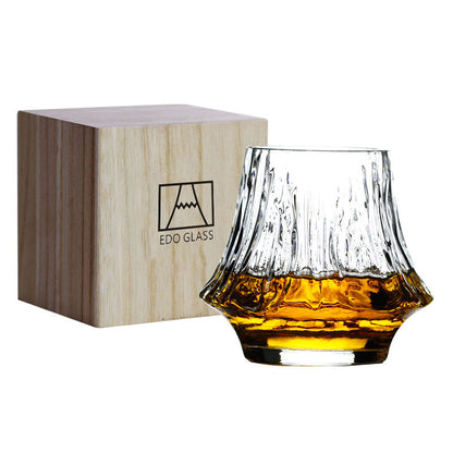 Edo Kiriko Handcrafted Mount Fuji Whisky Glass With Wooden Box