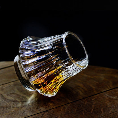 Edo Kiriko Handcrafted Mount Fuji Whisky Glass With Wooden Box