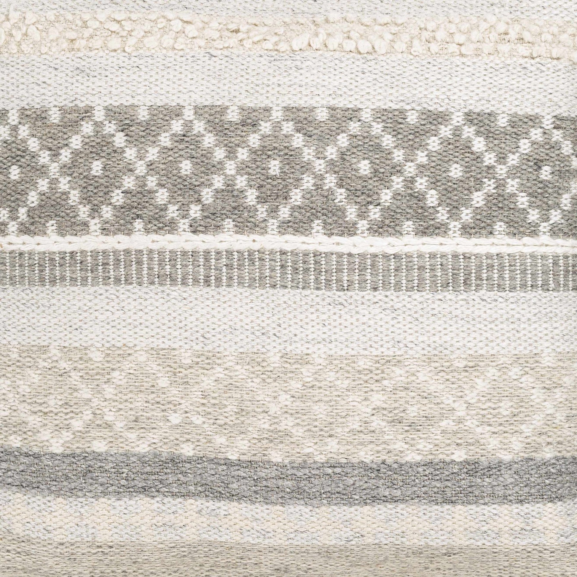 Geyser Woven White Gray Cotton Pouf - Brooklyn Wax - Poufs