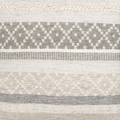 Geyser Woven White Gray Cotton Pouf - Brooklyn Wax - Poufs