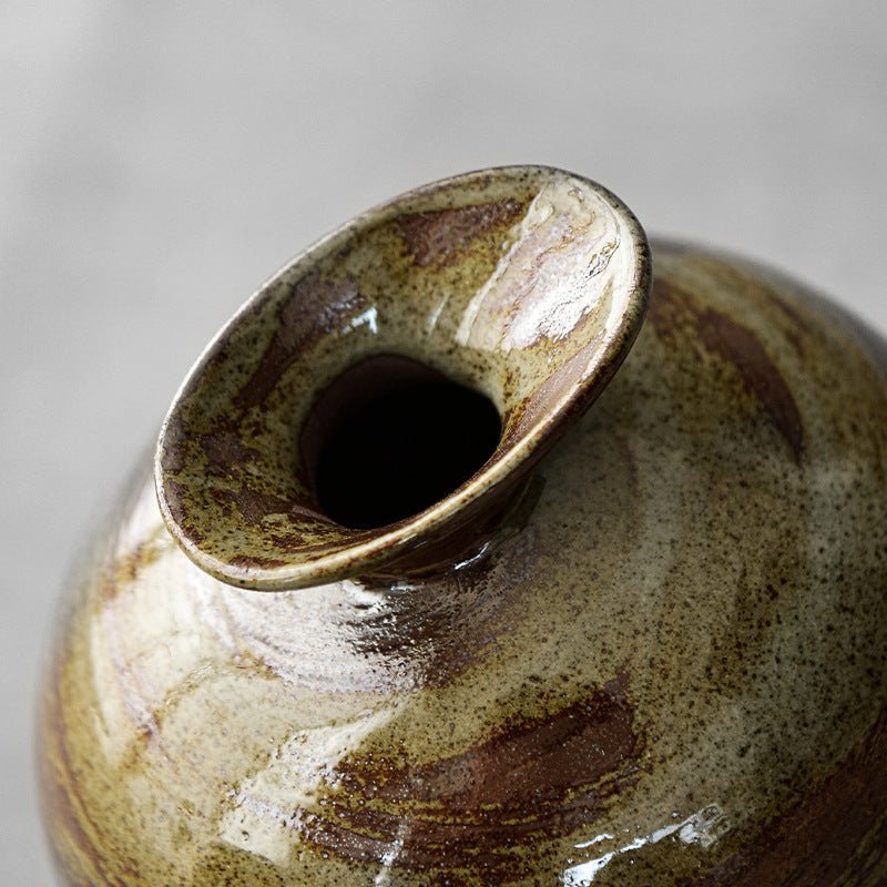 Japanese Coarse Pottery “Big Belly” Vase – Sculptural Zen Vessel - Brooklyn Wax - Vase