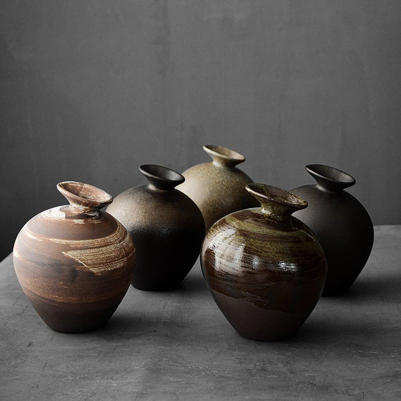 Japanese Coarse Pottery “Big Belly” Vase – Sculptural Zen Vessel - Brooklyn Wax - Vase