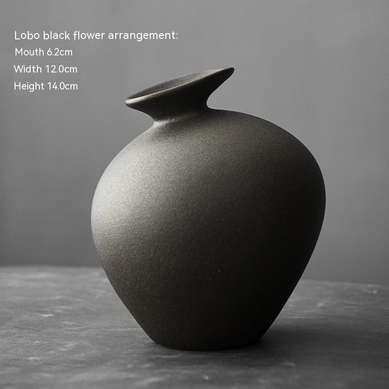Japanese Coarse Pottery “Big Belly” Vase – Sculptural Zen Vessel - Brooklyn Wax - Vase