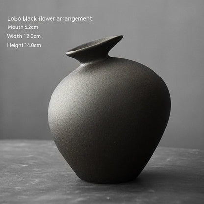 Japanese Coarse Pottery “Big Belly” Vase – Sculptural Zen Vessel - Brooklyn Wax - Vase