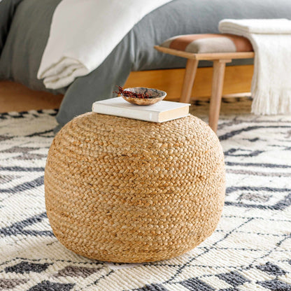 Kaumakani Knitted Jute Round Pouf - Brooklyn Wax - Poufs