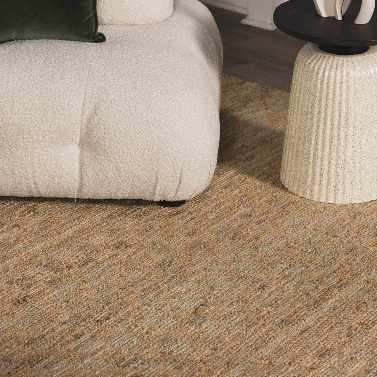 Lonut Checkered Jute Area Rug - Brooklyn Wax - Rugs