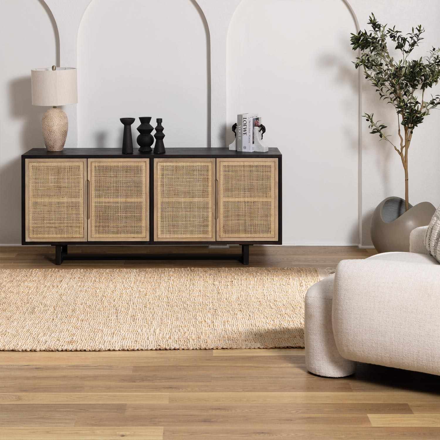 Lonut Checkered Jute Area Rug - Brooklyn Wax - Rugs