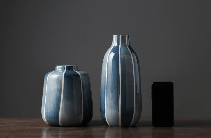 Lina Short Vase in Nordic Blue — compact sculptural ceramic, Brooklyn Wax Co.