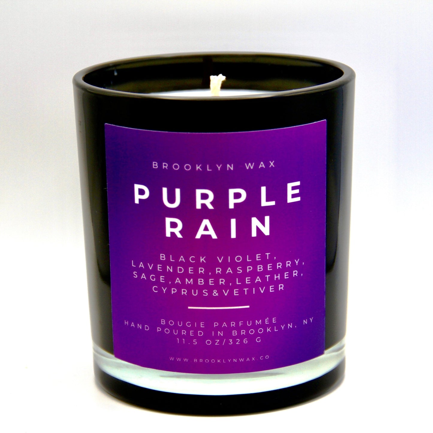 Purple Rain Scented Candle on a white background 11.5oz - Brooklyn Wax