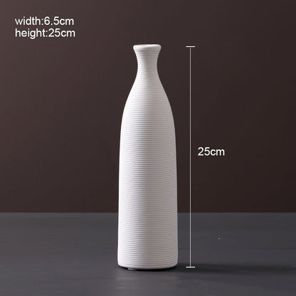 Ribbed Ceramic Vase — Matte White | Japandi Minimalist Decor - Brooklyn Wax - Vase