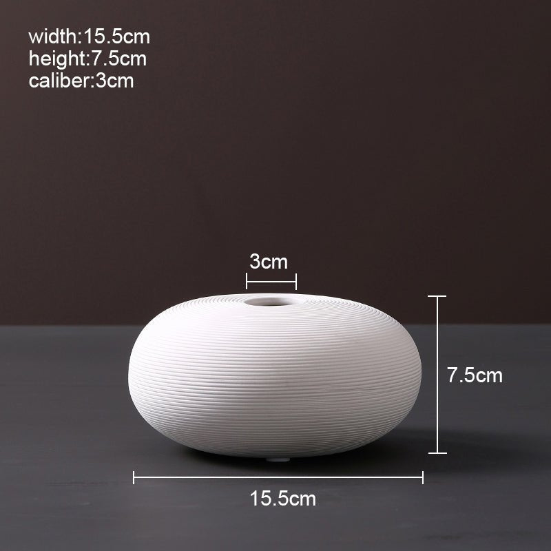 Ribbed Ceramic Vase — Matte White | Japandi Minimalist Decor - Brooklyn Wax - Vase