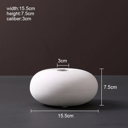 Ribbed Ceramic Vase — Matte White | Japandi Minimalist Decor - Brooklyn Wax - Vase
