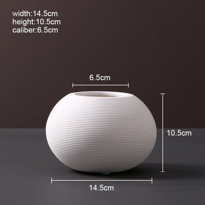 Ribbed Ceramic Vase — Matte White | Japandi Minimalist Decor - Brooklyn Wax - Vase