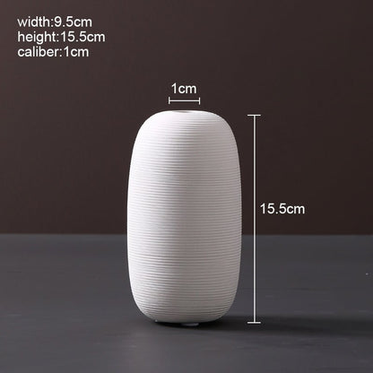Ribbed Ceramic Vase — Matte White | Japandi Minimalist Decor - Brooklyn Wax - Vase