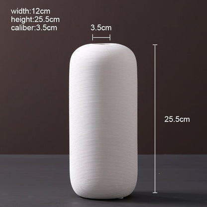 Ribbed Ceramic Vase — Matte White | Japandi Minimalist Decor - Brooklyn Wax - Vase