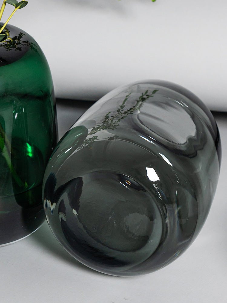 Round Ikebana Vase – Heavy Minimalist Glass Craftsmanship - Brooklyn Wax - Vase